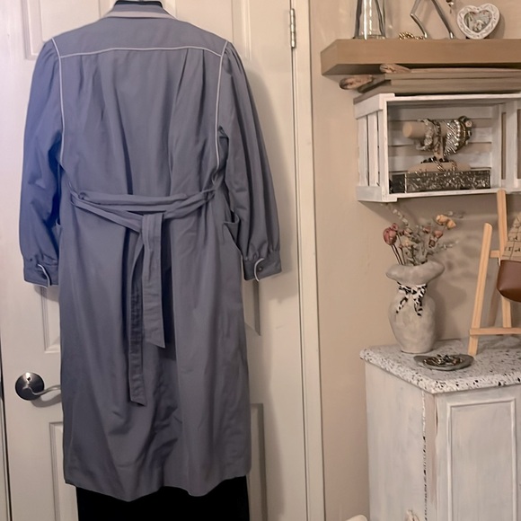 J. Gallery Vintage Purple Gray Lavender Trench Coat Sz Petite 7/8 - Picture 6 of 13